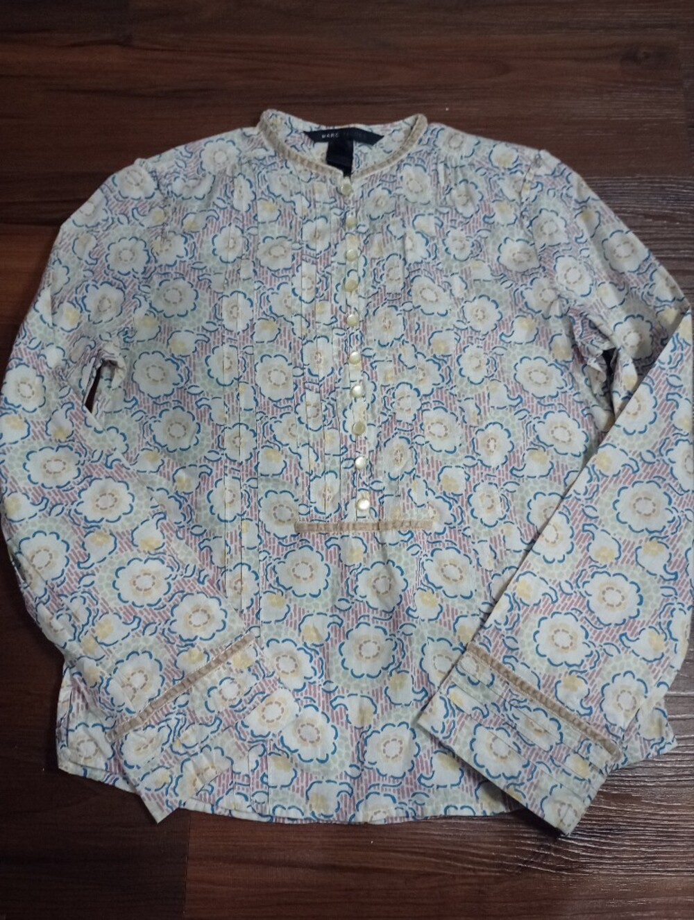 Marc Jacobs Vintage Long Sleeve Floral Cotton Shirt Prairie Coquette Mod